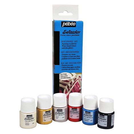 Farby do tkanin Pebeo Setacolor Glitter, 6 kolorów x 20ml - 2